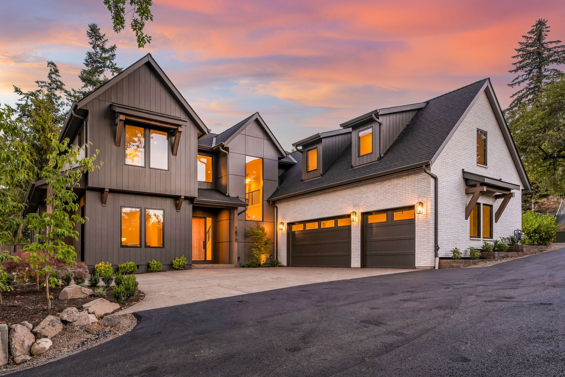 1870 Egan Way front exterior at twilight