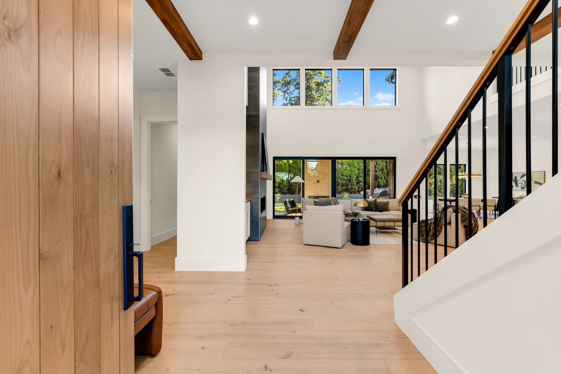 Entry hall with white oak floors