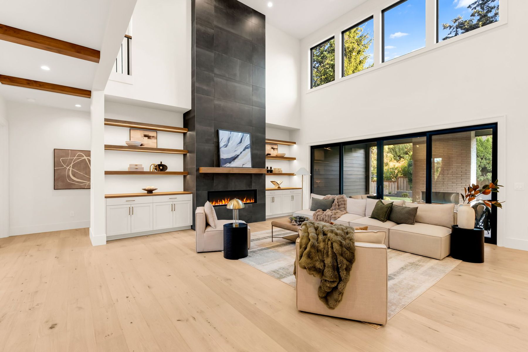 Great room fireplace and built-ins
