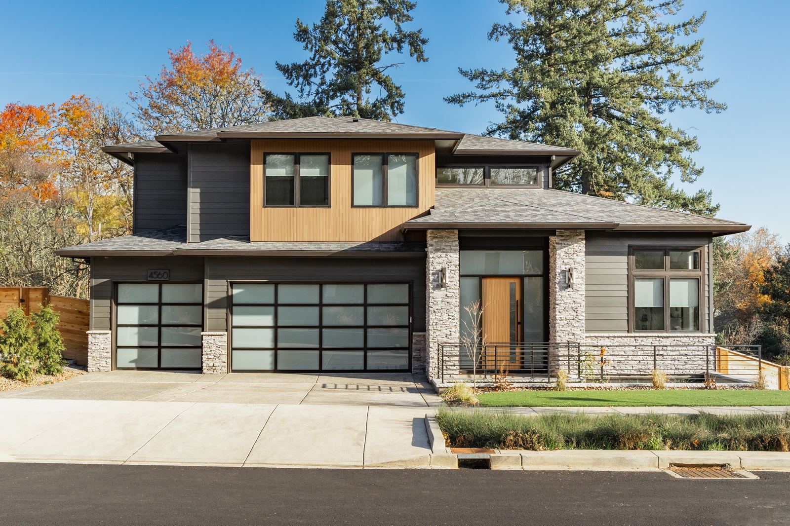 Front exterior in autumn light